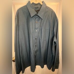 Van Heusen Men's Dark Blue With Teal Checkered Shirt